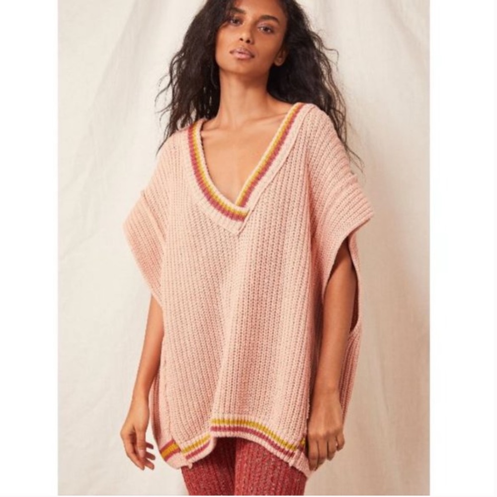 Free People Pink Clyde Slouchy Sweater Vest